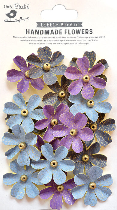 Zoey Washed Paper Flowers with Gold Crackle Finish from Little Birdie