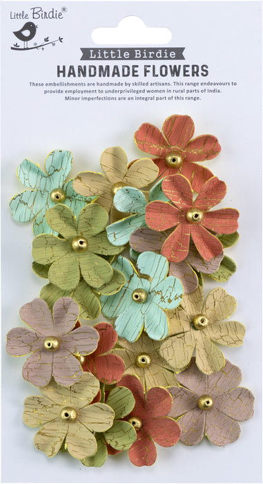 Zoey Washed Paper Flowers with Gold Crackle Finish from Little Birdie