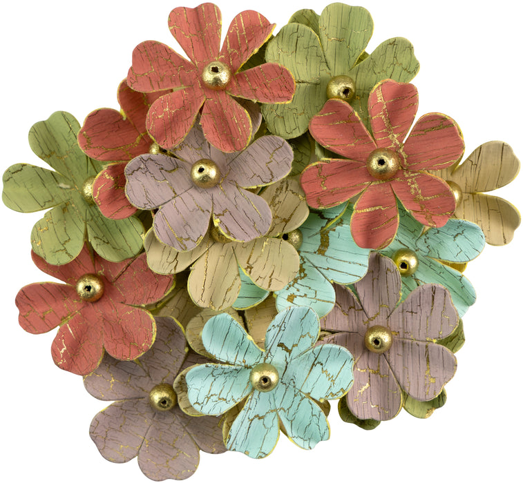 Zoey Washed Paper Flowers 18/Pkg-Woodland Stories