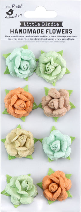 Angel Rose Paper Flowers 8/Pkg Aqua Medley