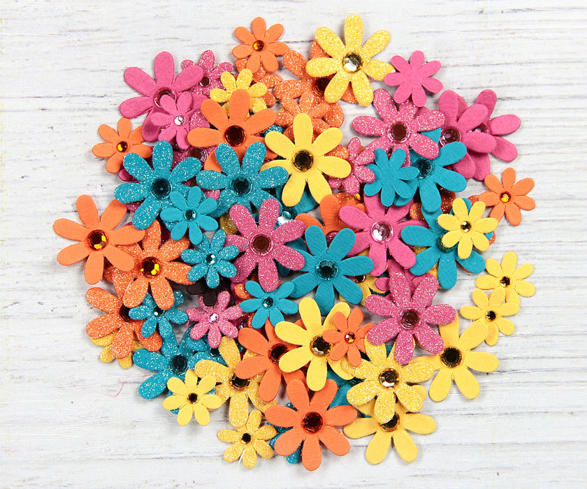 Sparkle Florettes Paper Flowers 80/Pkg Vivid Palette