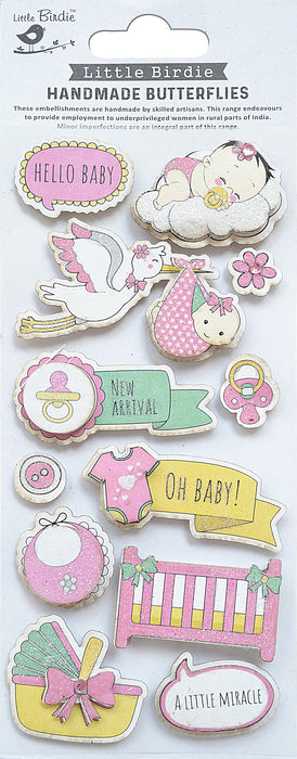 Baby Embellishments 12/Pkg New Arrival Pink