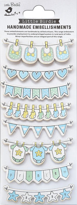 Baby Embellishments 12/Pkg New Arrival Blue