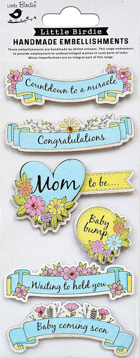 Baby Embellishment 6/Pkg Countdown To A Miracle Blue