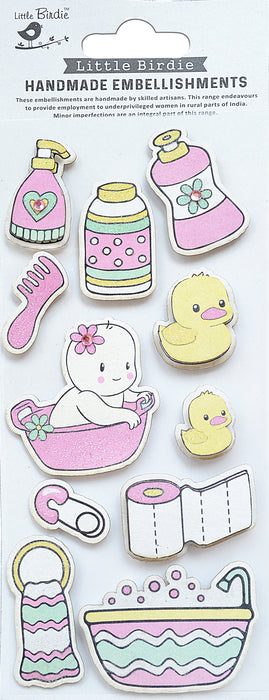 Baby Embellishments 11/Pkg Bath Time Pink