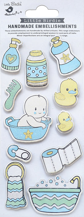 Baby Embellishments 11/Pkg Bath Time Blue