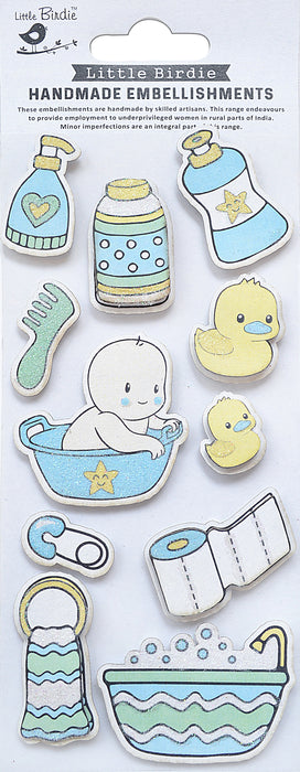 Baby Embellishments 12/Pkg New Arrival Blue