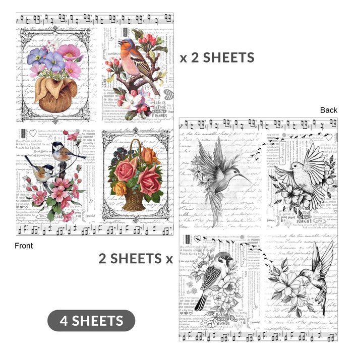 Decoupage Paper A4 4/Pkg Melody Blooms