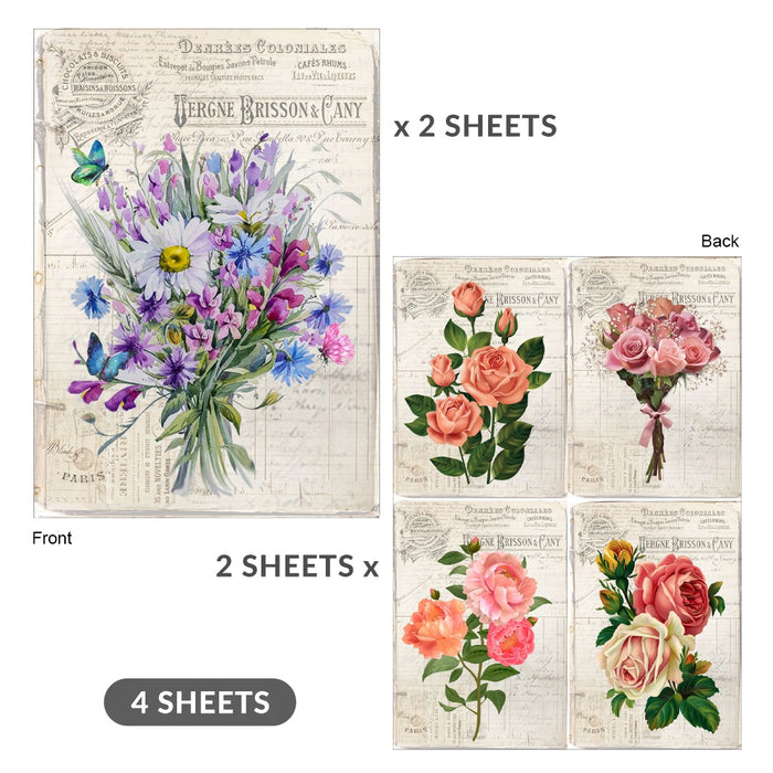 Decoupage Paper A4 2/Pkg Roses And Daisies