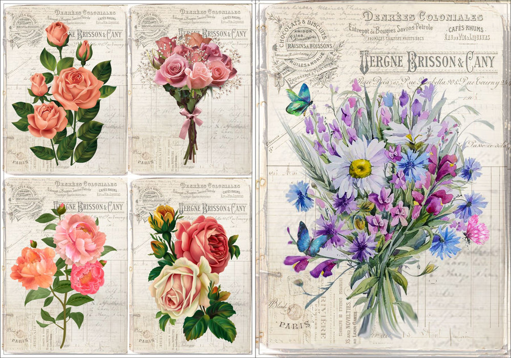 Decoupage Paper A4 4/Pkg Touch Of Nature - Little Birdie Crafts