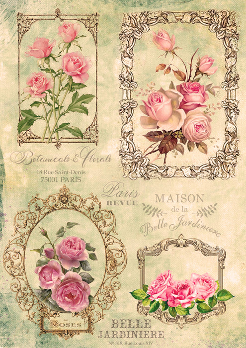 Decoupage Paper A4 2/Pkg Vintage Rosa