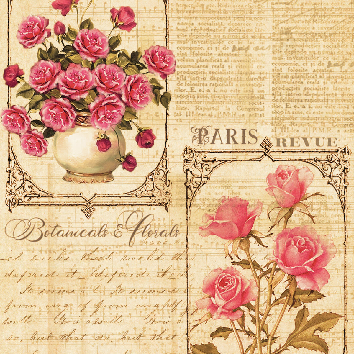 Little Birdie Decoupage Paper A4 2/Pkg-Vintage Rosa - Little