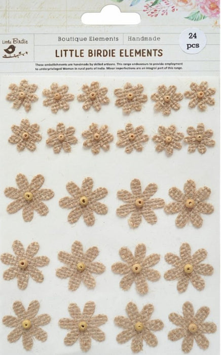 Enchanted Burlap Flower and Butterfly Sticker Embellishments