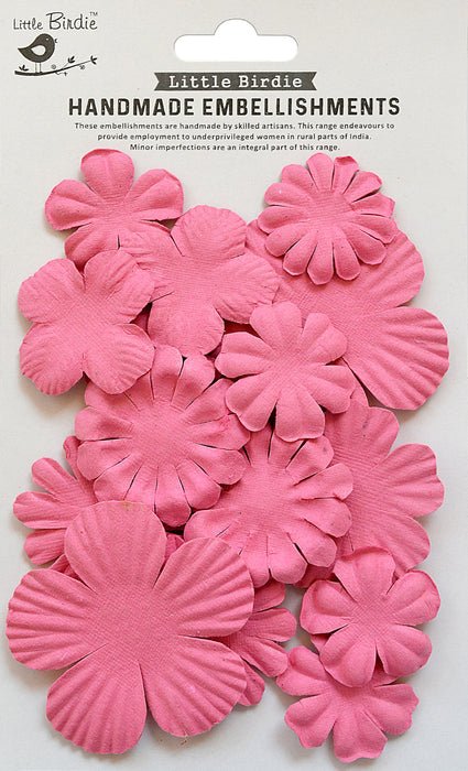 Little Birdie Sticker Embellishment Paper Petals 15/Pkg-Rosy Delight