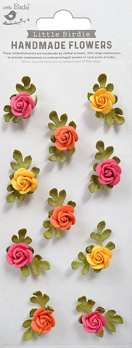 Petite Rose Paper Flowers 10/Pkg Boho Dreams