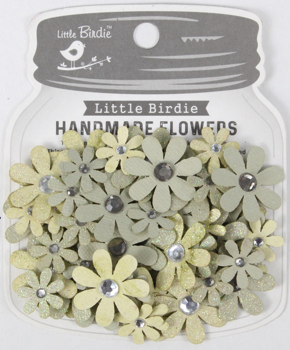 Sparkle Florettes Paper Flowers 60/Pkg Sage Cream