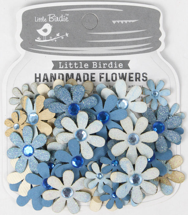 Sparkle Florettes Paper Flowers 60/Pkg Aqua Splash