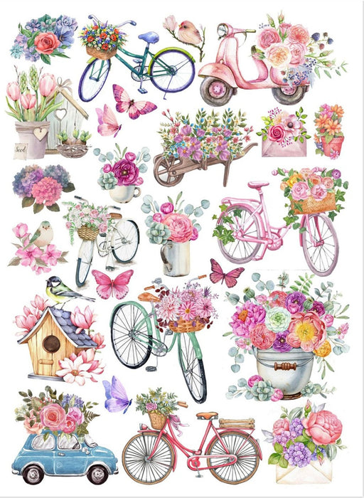 Deco Transfer Sheet A4 1 Sheet Bikes And Blooms