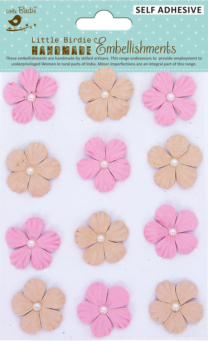 Embossed Petal Flowers with Pearl Centers