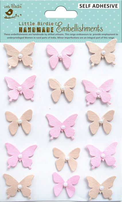 Paper and Pearl Adhesive Butterfly Embellishments