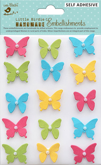 Paper and Pearl Adhesive Butterfly Embellishments