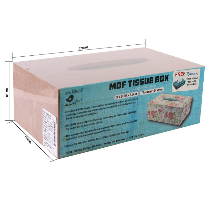 MDF Tissue Box 3.5"X9"X5.5" 1/Pkg