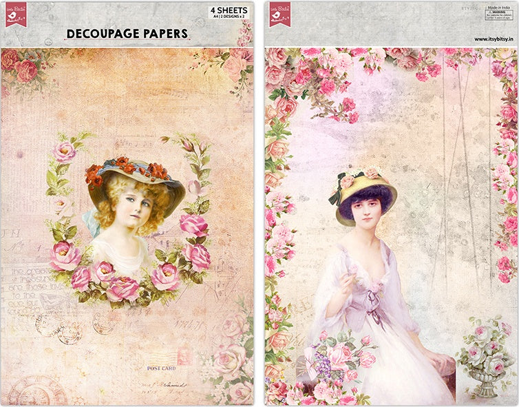 Little Birdie Decoupage Paper A4 2/Pkg-Trending Doors