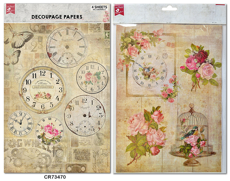 Decoupage Paper A4 4/Pkg Robin Garden