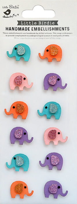 Mini Glitter Embellishments 14/Pkg Elephants