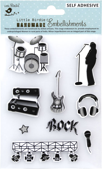 Music Themed Stickers in Black and White from Little Birdie