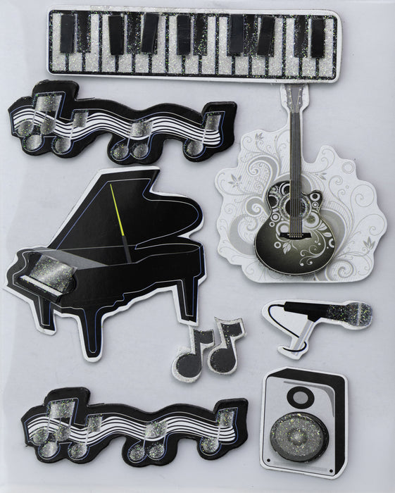 Music Themed Stickers in Black and White from Little Birdie