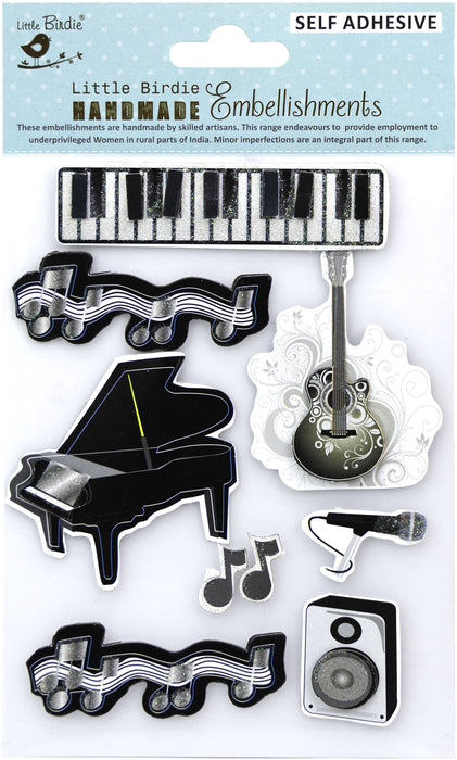 Music Themed Stickers in Black and White from Little Birdie