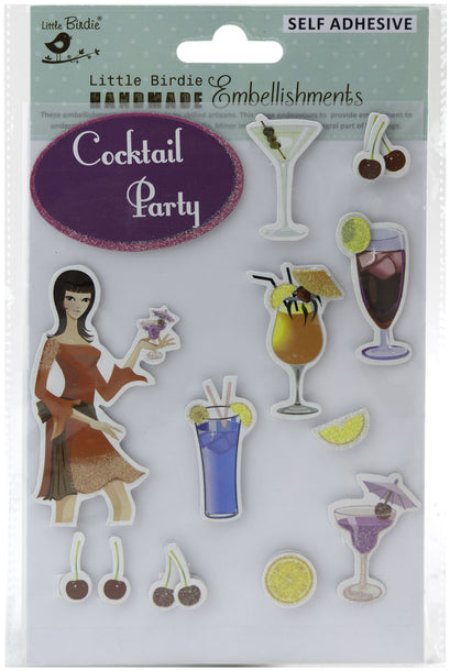 3D Embellishment 11/Pkg Cocktail Party