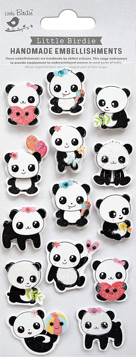 Handmade 3D Embellishments 14/Pkg Happy Panda