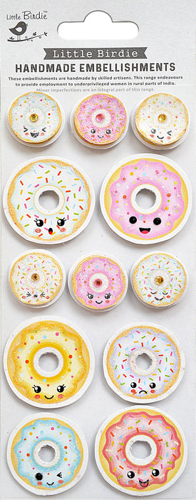 Handmade 3D Embellishments 12/Pkg Happy Donuts