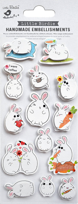 Little Birdie Handmade 3D Embellishments 14/Pkg-Bunnies