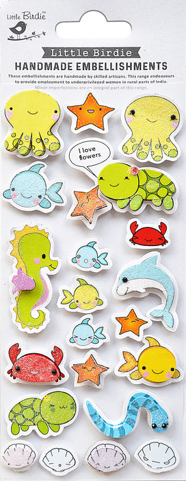 Handmade 3D Embellishments 22/Pkg Marine Life