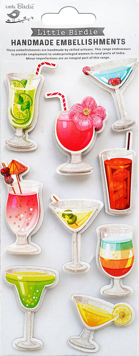 3D Embellishments 9/Pkg Cocktail Party