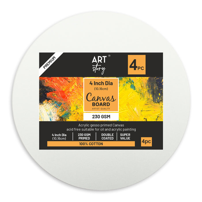 Canvas Board Round 8" 4/Pkg