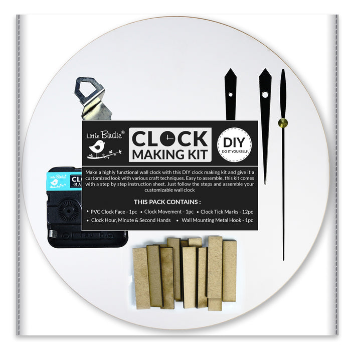 Little Birdie DIY 10" Clock Making Kit - MDF or PVC