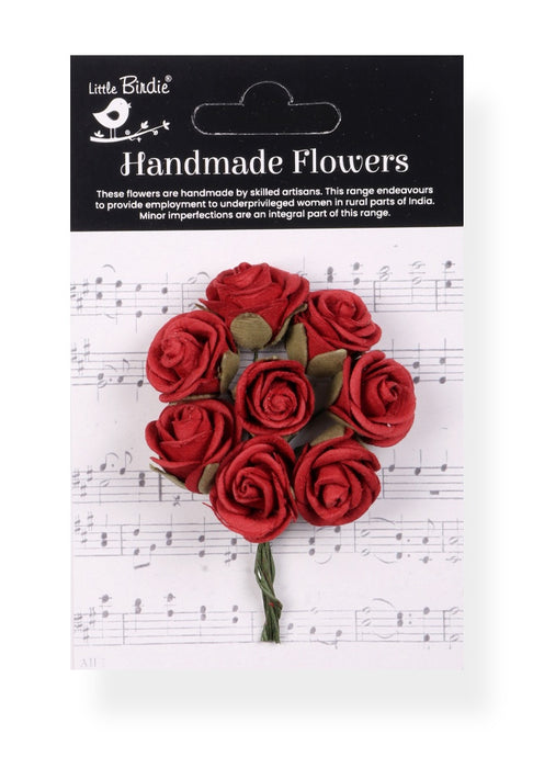 Little Birdie Charlie Paper Flowers 8/Pkg-Cardinal Red
