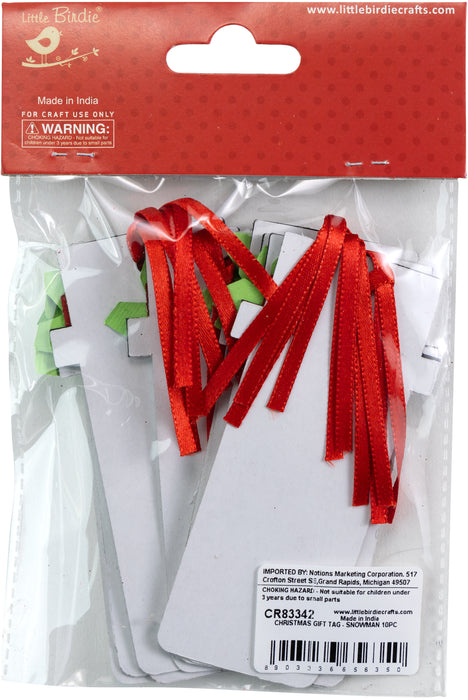 Little Birdie Snowman Christmas Tags, 10 pack