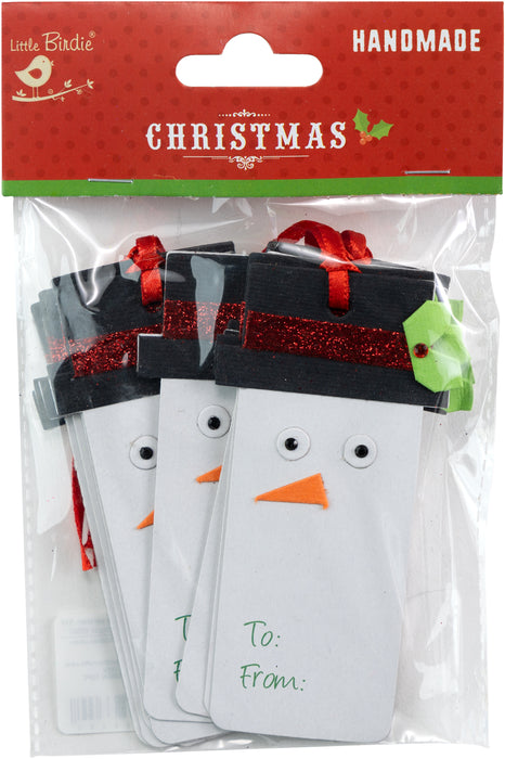 Little Birdie Snowman Christmas Tags, 10 pack
