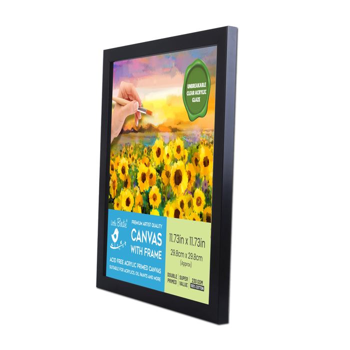 12"x12" Canvas Panel with Narrow Black Frame