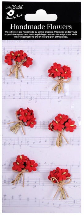Little Birdie Paper Bouquet 6/Pkg-Cardinal Red