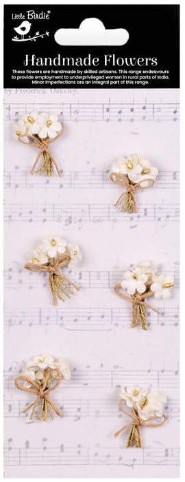 Little Birdie Paper Bouquet 6/Pkg-Ivory Pearl