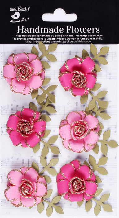 Pixie Rose Paper Flowers with Glitter Accents