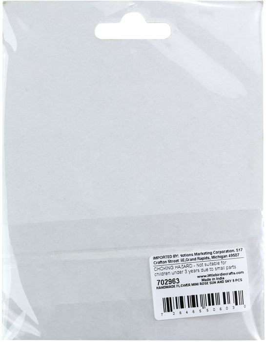 Little Birdie Handmade Mini Rose Flowers 9/Pkg-Sun And Sky