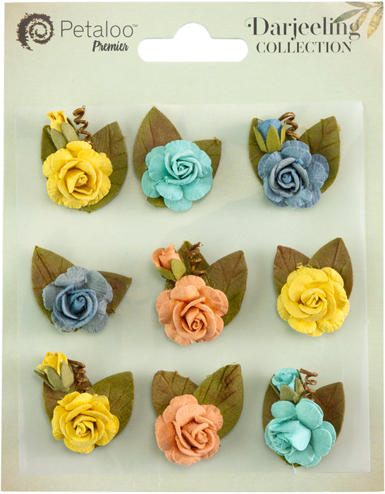 Little Birdie Handmade Mini Rose Flowers 9/Pkg-Sun And Sky