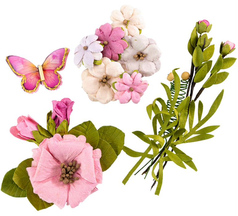 Sierra Mixed Paper Flowers and Butterfly from Little Birdie